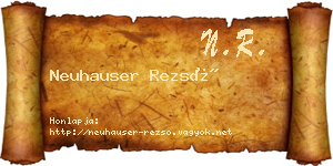 Neuhauser Rezső névjegykártya